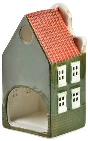 Keramický LED domeček HYTTE 12 cm zelený