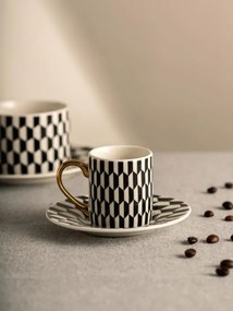 Šálka LUNYA s podšálkou, čierna / biela 757020 100 ml