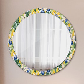 Okrúhle ozdobné zrkadlo Modré a žlté orchidey fi 100 cm