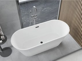 Mexen Yara, voľne stojaca ryhovaná vaňa 170 x 75 cm, biela lesklá, grafitový prepad, 52861707500-95