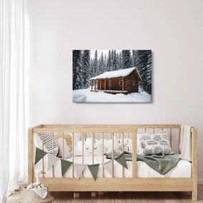 Obraz - Zasnežená chata (90x60 cm)