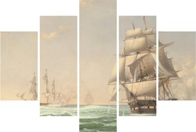 Obraz - Fitz Henry Lane, The United States Frigate President Engaging the British Squadron, reprodukcia (150x105 cm)