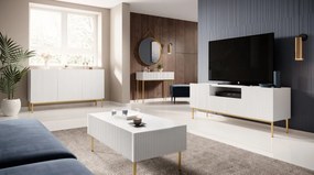TV stolík Nicole 150 cm s otvorenou policou - biely mat / zlaté nožičky