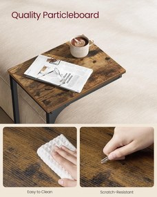 C tvarovaný bočný stôl v rustikálnej hnedej a čiernej farbe