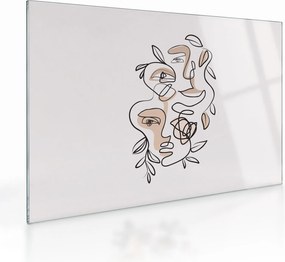 Sklenený obraz - Line art tváre (70x50 cm)