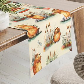 Biante Detský bavlnený behúň na stôl Sandra SA-710 Kapybary na krémovom 35x140 cm