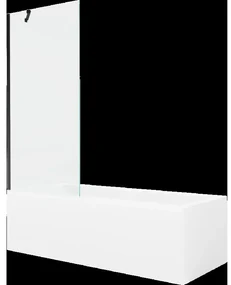 Mexen Cubik obdĺžniková vaňa 150 x 70 cm s obkladom a 1-krídlovou sprchovou zástenou 80 cm, Transparentné, Čierna - 550315070X95