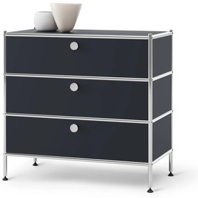 Kovová komoda »CN3« s 3 zásuvkami, čierna