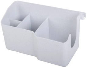 VERK GROUP Nástenný držiak na fén s organizérom s 3 priehradkami a háčikmi, biely