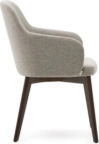 Béžové čalúnené jedálenské kreslo s podrúčkami Nelida – Kave Home