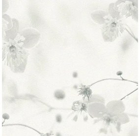 Vliesová tapeta flowers vidiecky štýl šedo-biela 10,05x0,53 m