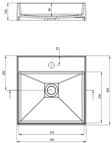 Deante Correo, granitové umývadlo na dosku 400x400x100 mm, antracitová metalíza, DEA-CQR_TU4S