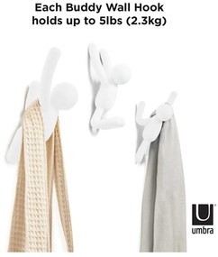 Nástenné plastové háčiky v súprave 3 ks Buddy - Umbra