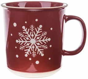 Vianočný keramický hrnček Snowflake červená, 710 ml