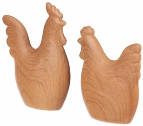 Veľkonočná dekorácia Sliepky a kohút, 12 x 3 x 14 cm, set 2 ks, polyresin
