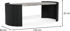 Konferenční stolek Zafra 125 cm z masivu černý mat/šedý mramor lesk