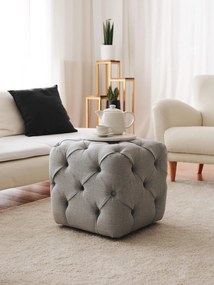 Luxusný sivý ľanový puf Chester 48 cm