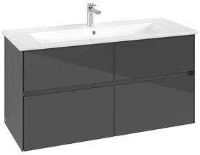 VILLEROY &amp; BOCH Collaro závesná skrinka pod umývadlo, 4 zásuvky, 1161 x 480 x 610 mm, Glossy Grey, C14600FP