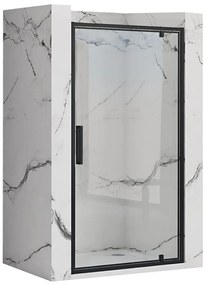 Rea Rapid Swing, jednokrídlové výklopné sprchové dvere 80 x 195 cm, 6mm číre sklo, čierny profil, REA-K6408