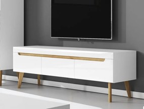 Široká TV skrinka Nordi, 160 cm, dub riviéra/biela lesk