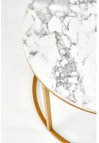 Súprava 2 ks konferenčných stolíkov PACILA, mramorový dekor / zlaté