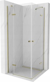 Mexen Roma Duo, sprchovací kút  80 (dvere) x 80 (dvere) cm, 6mm číre sklo, zlatý profil, 854-080-080-50-00-02