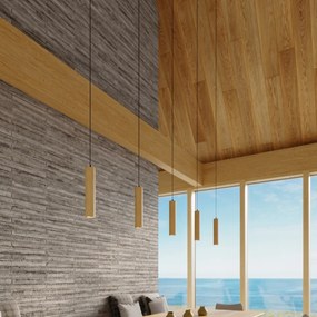 Závesné svietidlo Lino 2, 2x drevené tienidlo