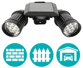 Obojsmerná solárna LED lampa s detektorom pohybu