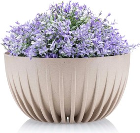PLASTOVÝ KVETINÁČ STRIPPED ECO SADA 2KS 16X30 CM+15X24 CM BÉŽOVÁ