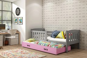 Interbeds Jednolôžková posteľ Kubus3 Grafit pre teenagerov 200x90 s matracom, rozkladacia - ružová