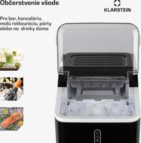 Klarstein Chillout, výrobník ľadu, oblé kúsky ľadu, 12 kg/24 h, nádrž 1,5 l, 1,5 l, čierny