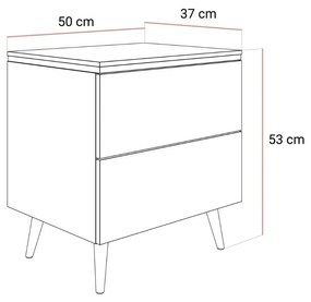 NOČNÝ STOLÍK NESSIE 2 BIELY LESK + STRIEBORNÝ NOŽIČKY 13 cm LED
