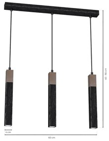 Luster na lanku SOLO 3xGU10/MR11/40W/230V čierna