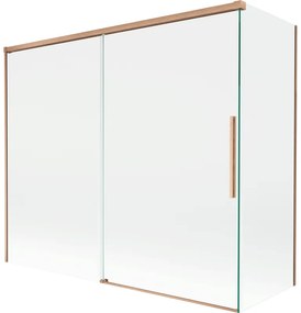 Mexen Rox, 2-krídlová posuvná vaňová zástena 180 + 80 x 150 cm, 8mm číre sklo, medený matný profil, 8C9-180-080-65-00