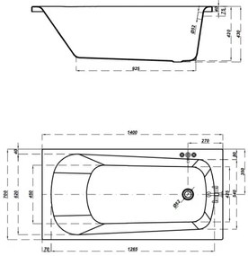 Cersanit Nao, akrylátová vaňa 140x70cm + nožičky, biela, S301-247
