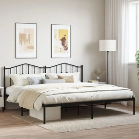Kovový rám postele s čelom čierny 200x200 cm 373796