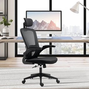 Ergonomická kancelárska stolička s bedrovou opierkou, opierkou hlavy, čierna