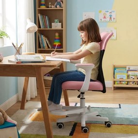 Detská stolička Neoseat MONKEY WHITE s podnožou — látka, biela / svetlo ružová