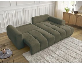 Khaki rozkladacia/s úložným priestorom rohová pohovka z textílie buklé (pravý roh/s leňoškou) Roxelane – Bobochic Paris