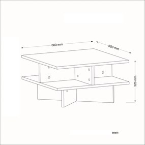 Kávový stolík Hampton White a Walnut