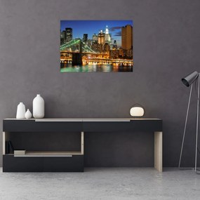Sklenený obraz - Most s New Yorkom (70x50 cm)