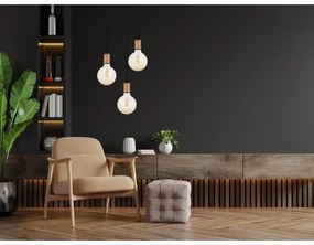 Luster na lanku MIROS 3xE27/60W/230V guľatý čierna/medená