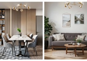 Stropné svietidlo Asturia, 6x zlaté/transparentné sklenené tienidlo, G