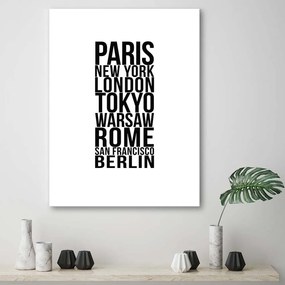 Obraz na plátně Nápis Paris London Tokyo - 80x120 cm