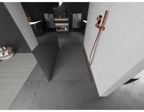 Mexen Kioto, sprchová zástena Walk-In 110 x 200 cm, 8mm sklo vzor zrkadlo, medený matný profil, 800-110-002-65-50