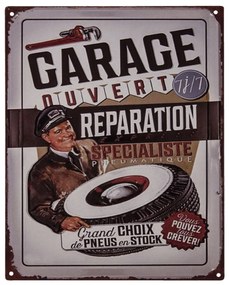 Nástenná kovová ceduľa Garage Réparation - 25 * 20 cm
