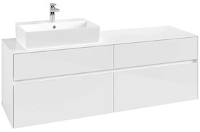 VILLEROY &amp; BOCH Collaro závesná skrinka pod umývadlo na dosku (umývadlo vľavo), 4 zásuvky, 1600 x 500 x 548 mm, Glossy White, C13500DH