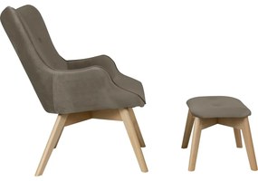 Svetlohnedé zamatové kreslo s podnožkou Niko – Ropez