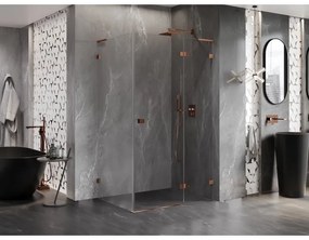 Mexen Lunar L, 1-krídlový sprchový kút, pravý, 90 x 80 cm, 8mm číre sklo, ružové zlato profil, 834L-090-080-60-00-P