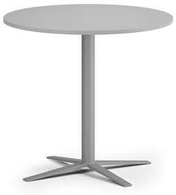 Konferenčný stolík AURA, priemer 80 cm, sivostrieborná podnož, sivá